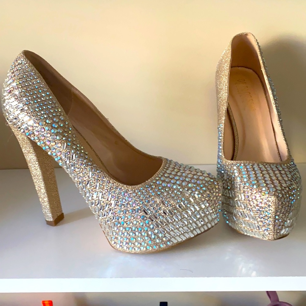 Platform Crystal glam heels